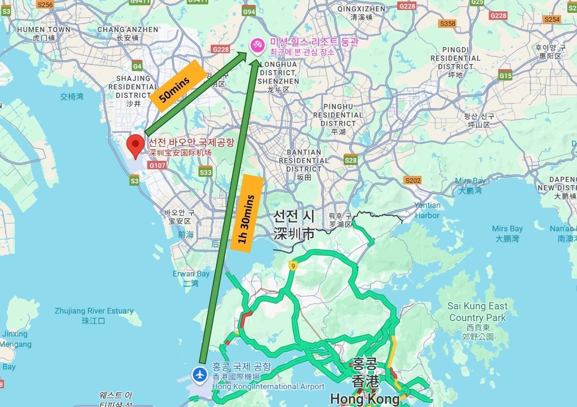 미션힐스 동관 & 심천 위치 안내