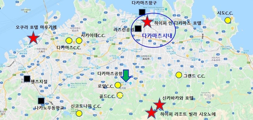 다카마츠 도쿠시마 골프장 위치 지도