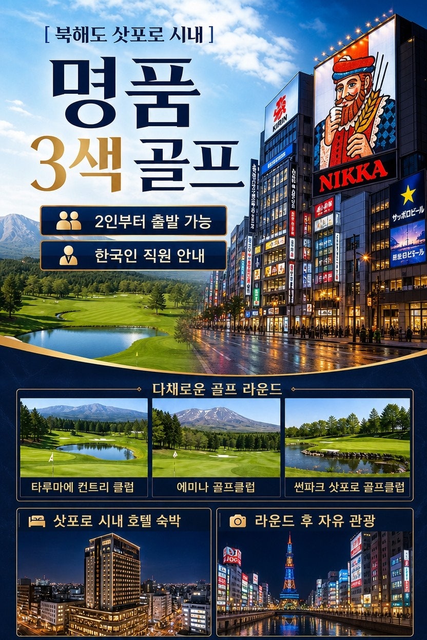 북해도 삿포로 시내 3색 골프 종합 포스터