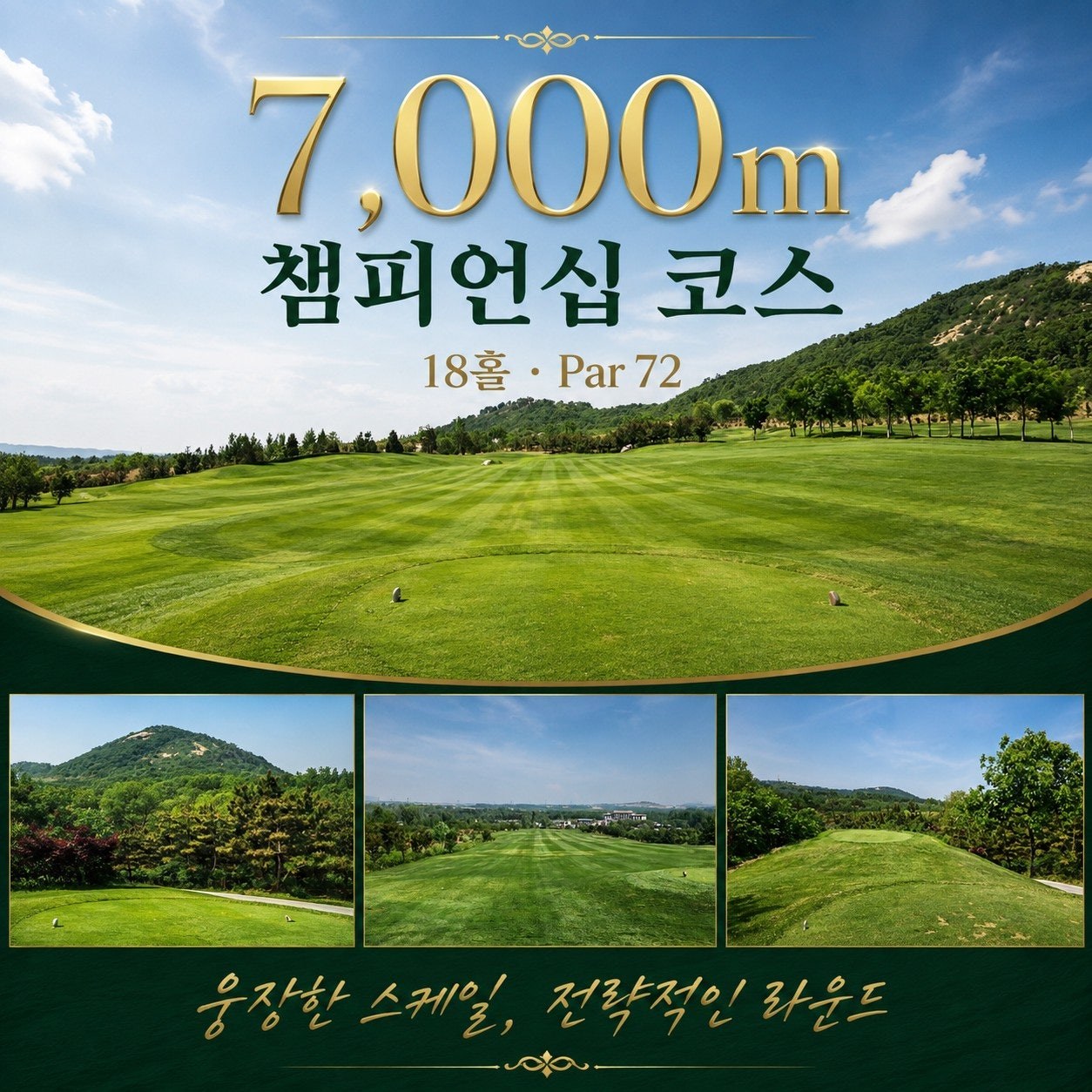 골드우 C.C 페어웨이 전경 — 산세와 그린이 어우러진 코스