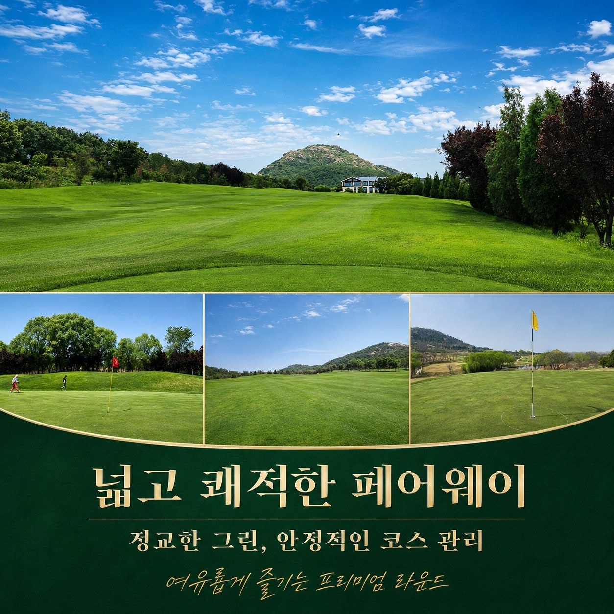 골드우 C.C 코스 파노라마 — 석문산 자연 지형과 어우러진 페어웨이